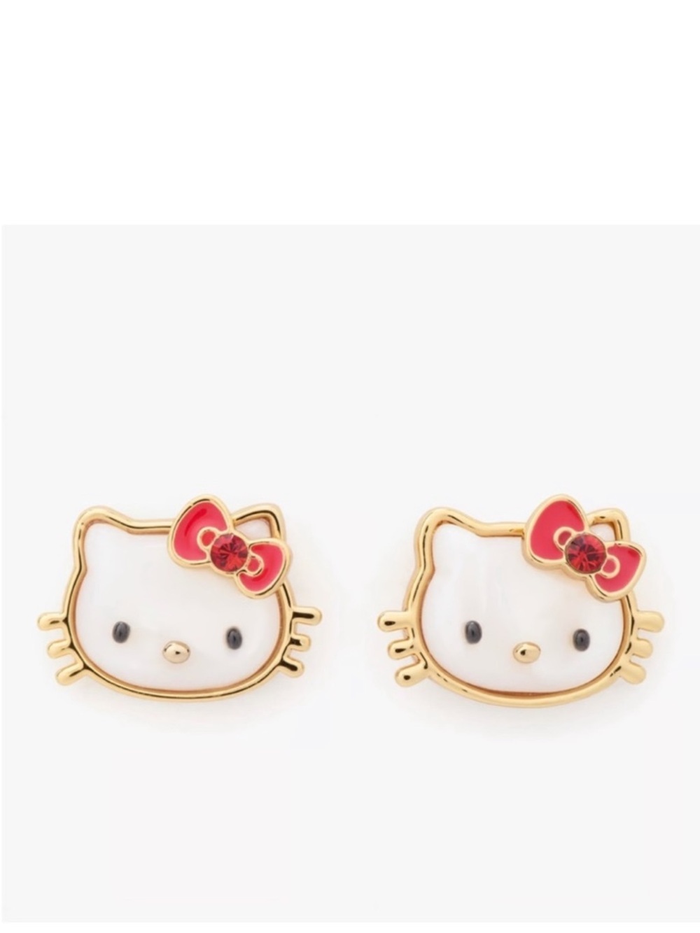 Kate Spade New York Hello Kitty Enamel Stud Earrings - White, Pink & Gold